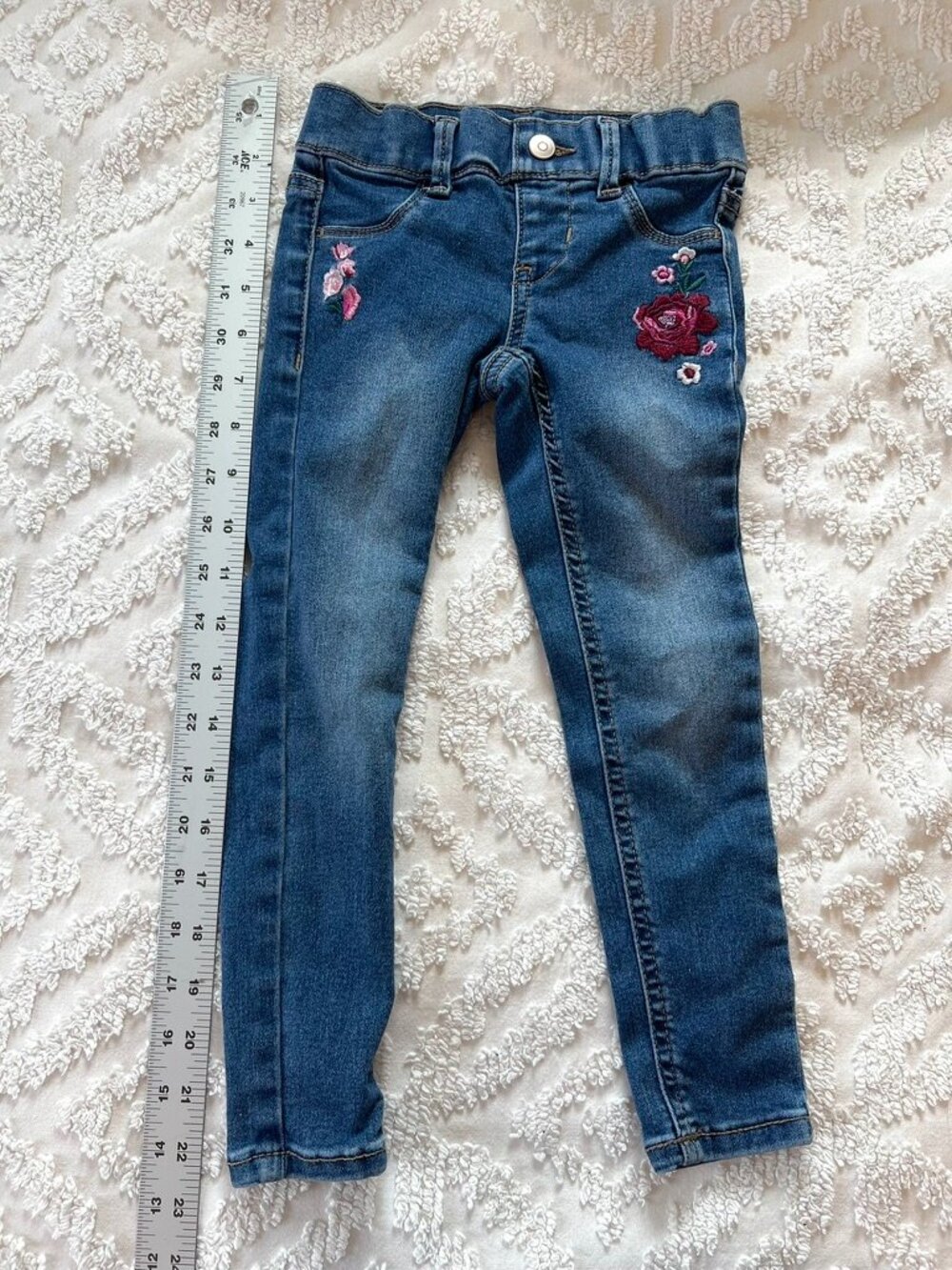 Floral Embroidery Jeans / Jeggings With | Cottagecore Y2K | Size XS 4-5 Girl